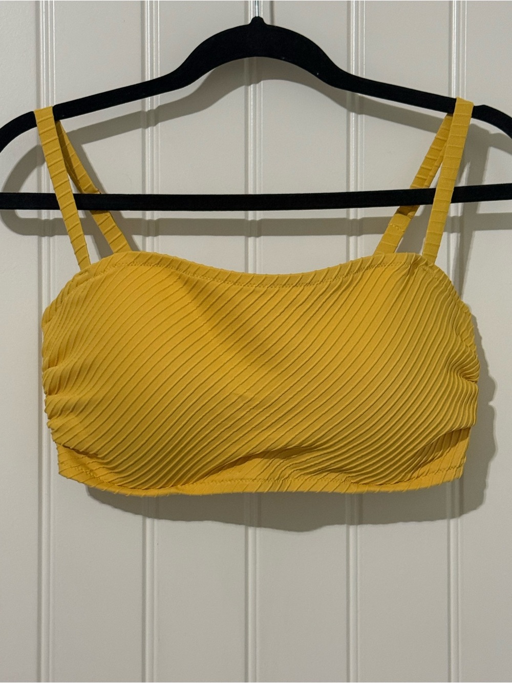 Yellow Ribbed Bandeau Bikini Top